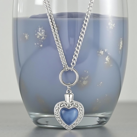 🆕️18K Gold Plated 316L Stainless Steel Blue Crystal Heart Pendant Necklace‎ 💙 - Picture 11 of 11